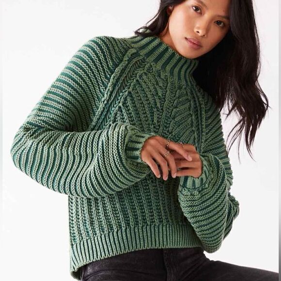 ⭕️ FREE PEOPLE Sweetheart Sweater Green Botany Size XSmall - Picture 1 of 7